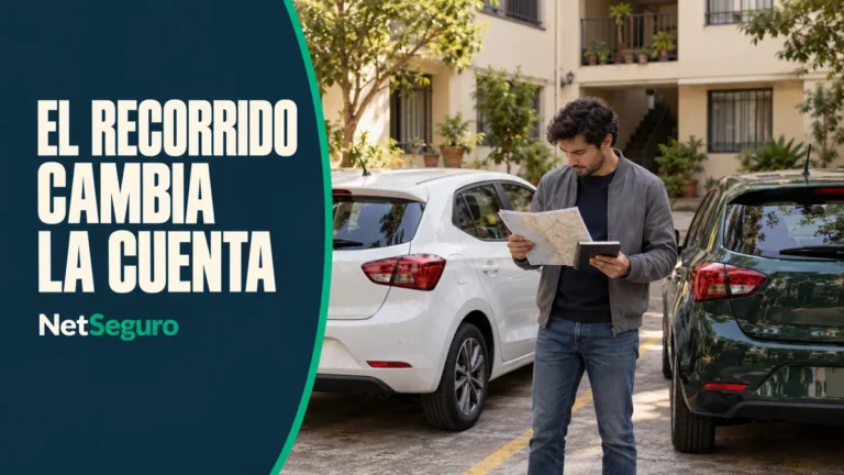 Hombre consultando un mapa y un cuaderno entre dos autos estacionados.