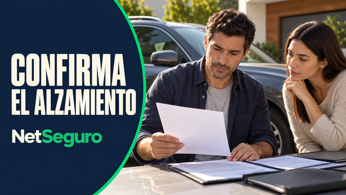 Propietario revisando una carta y documentos del auto junto a un vehículo gris.