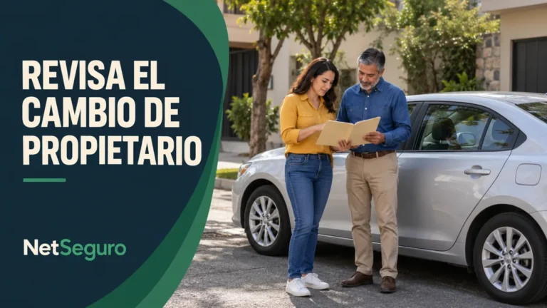 Dos personas revisando una carpeta junto a un auto plateado.